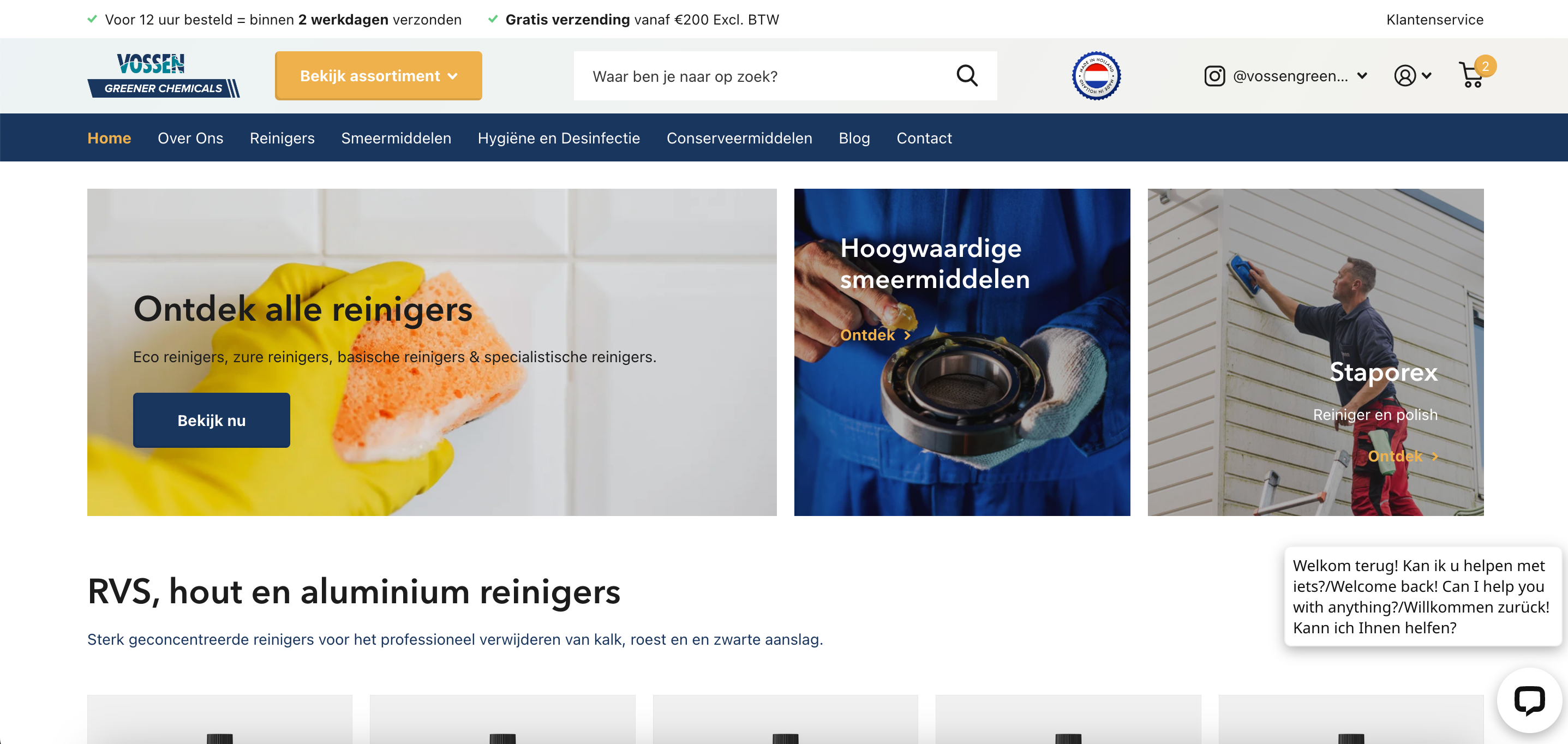 Vossen Greener Chemicals | B2B reinigen en beschermen